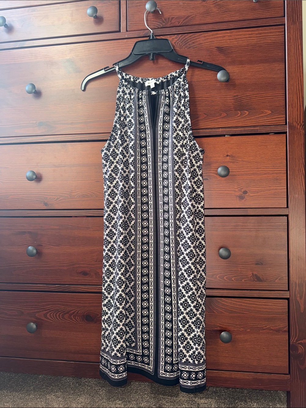 Max Studio Halter Midi Dress Keyhole Geometric Print Small